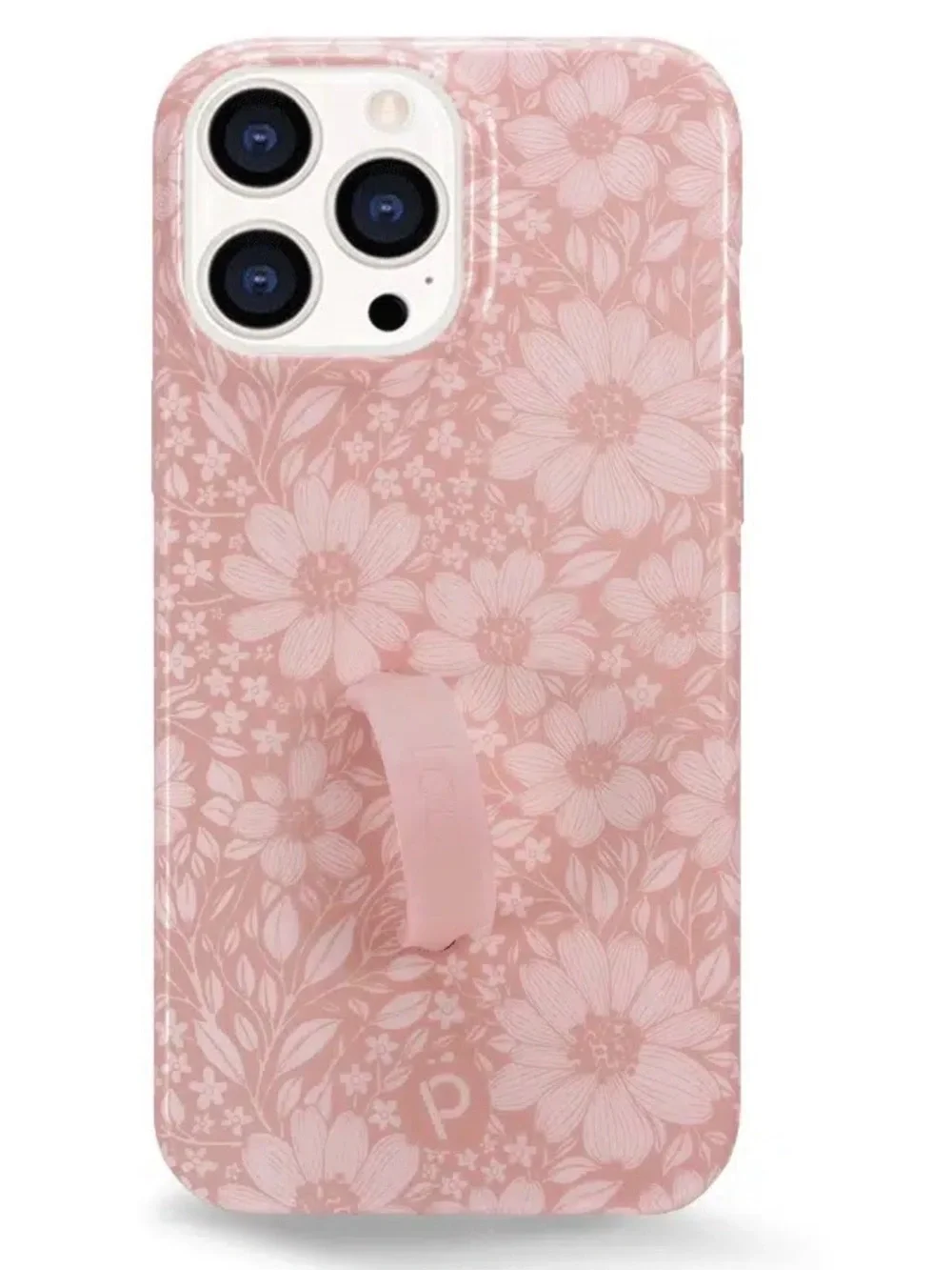 Loopy Case Pink Floral Phone Case with Hand Strap